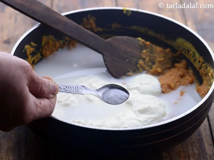 Step 25 – Add a little salt. We have already added salt while boiling the dal so, be …