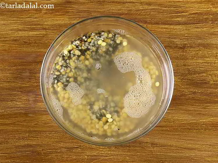 Step 3 – Soak the dals in enough water.