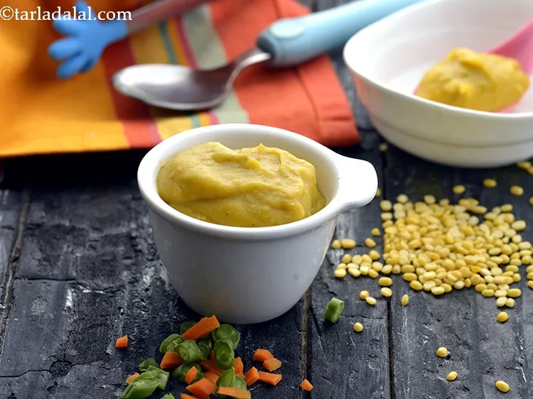 Step 29 – Transfer it into attractive bowl and feed <strong>Dal and Vegetable Mash for Babies</strong> lukewarm with …