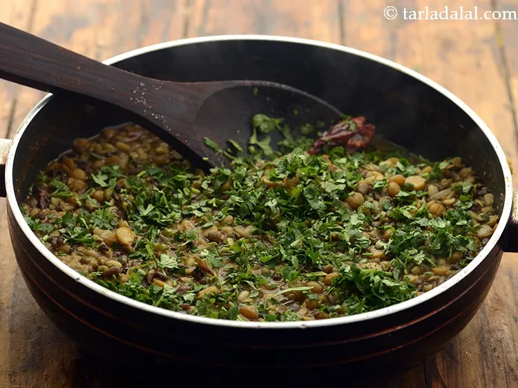 Step 23 – Add the coriander to&nbsp;<strong>dal&nbsp;banjara | Rajasthani dal&nbsp;banjara | healthy&nbsp;dal&nbsp;banjari |</strong>