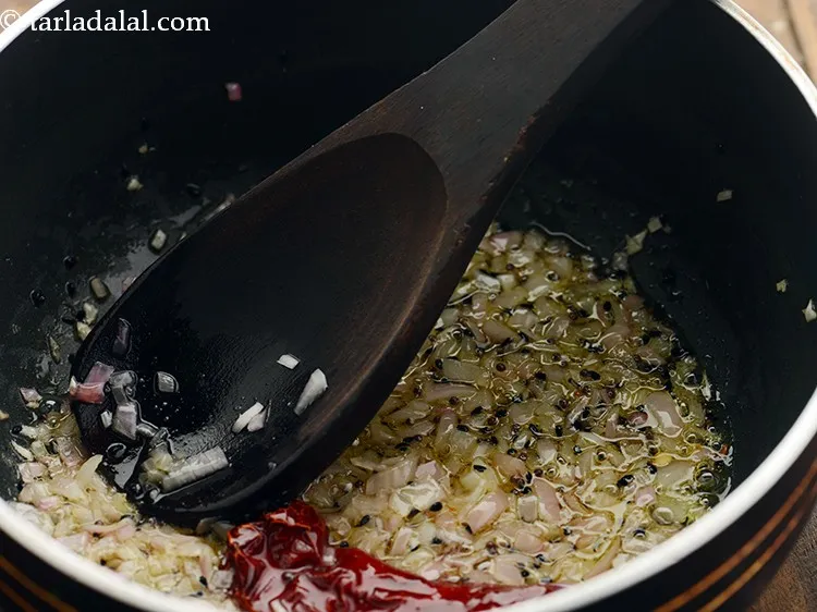 Step 18 – Saut&eacute; on a medium flame for 2 to 3 minutes or till the onions turn …