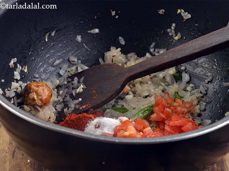 Step 28 – Add a little salt to release the water from the tomatoes so that they do …