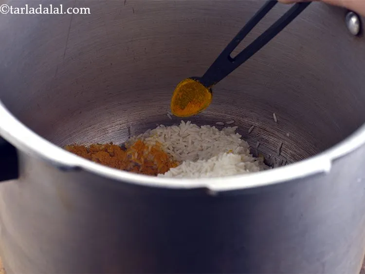 Step 8 – Then add the turmeric powder for a little taste and color.