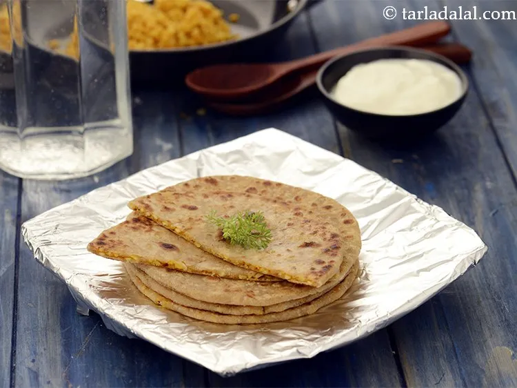 Step 28 – Serve the&nbsp;<strong>dal paratha | yellow moong dal paratha | healthy dal paratha |&nbsp;</strong>&nbsp;hot with <a …