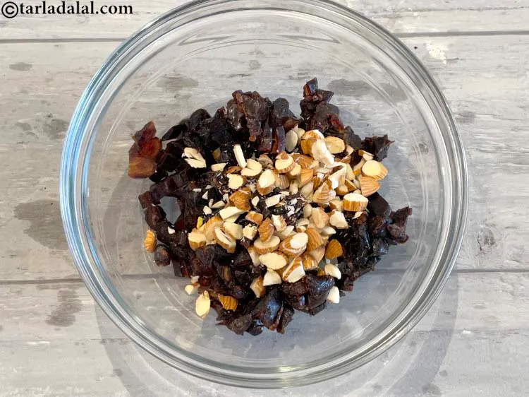 Step 4 – Add finely chopped&nbsp;almonds. See why we love almonds. &nbsp;<a href="https://www.tarladalal.com/recipes-using-almonds-378">Almonds</a>&nbsp;are rich in&nbsp;<a href="https://www.tarladalal.com/recipes-for-B-Vitamins-1206">B complex</a>&nbsp;vitamins such …