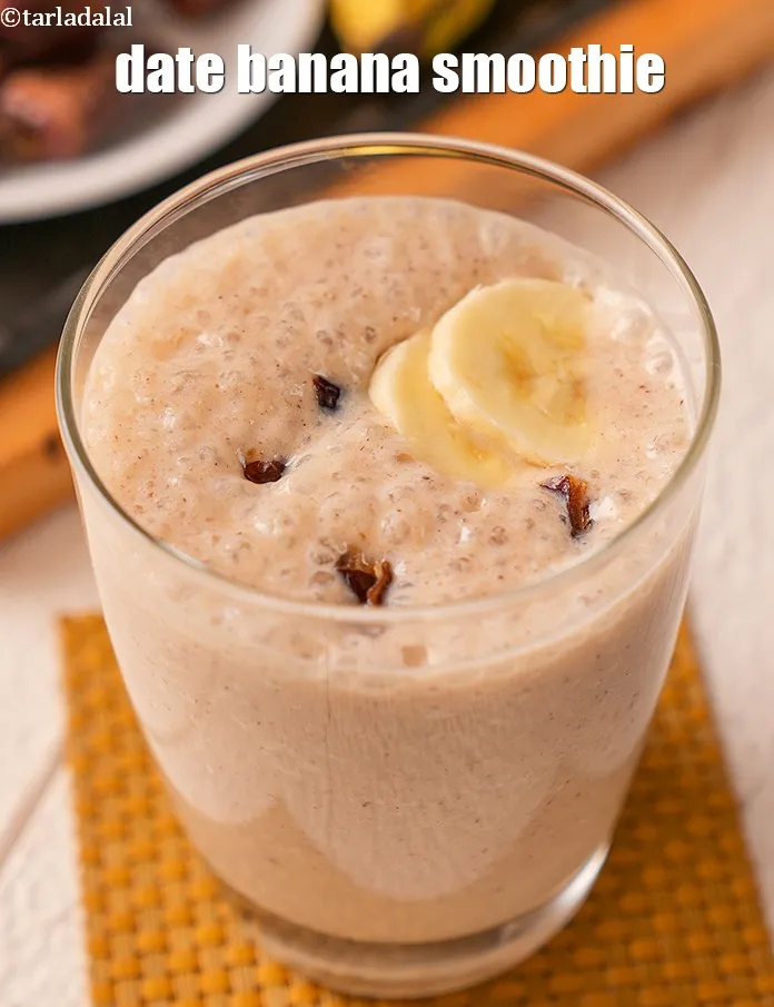 Step 11 – Serve&nbsp;<strong>banana date milkshake recipe | date banana smoothie | healthy Indian banana date milkshake | …