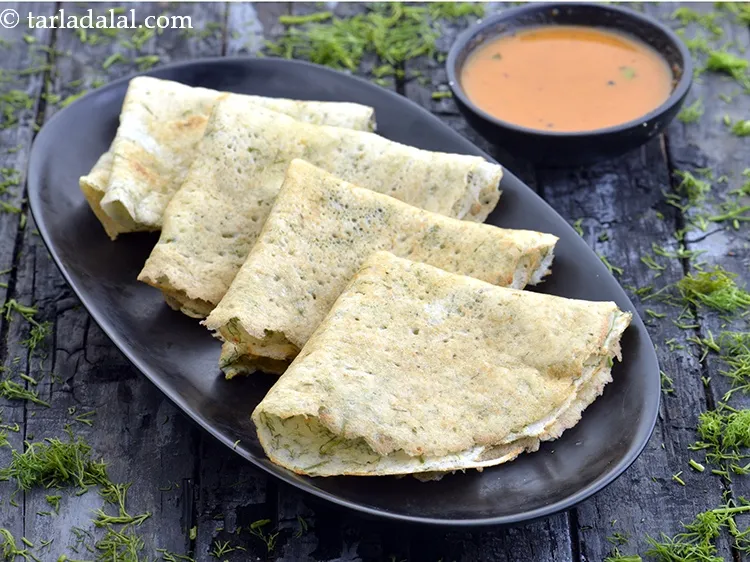 Step 32 – Serve <strong>dill dosa recipe | shepu cha dosa | dill leaves pancakes | shepu che …