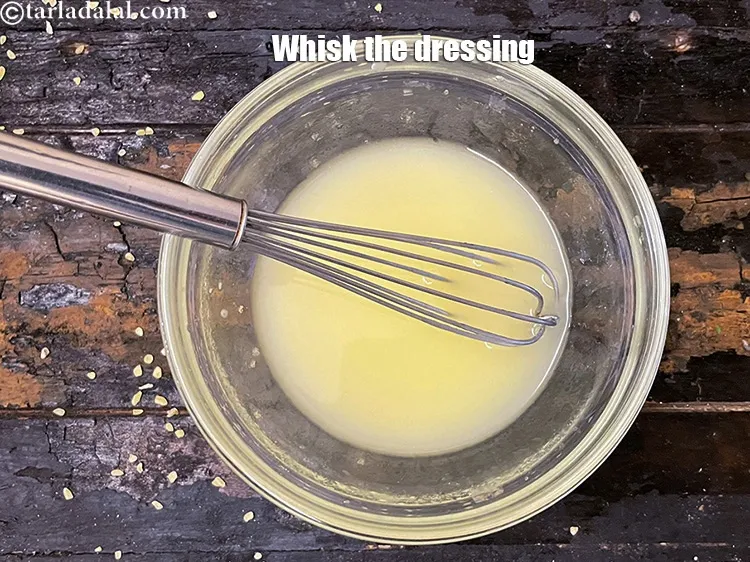 Step 14 – Whisk the dressing thoroughly with a hand whisk. Keep aside.