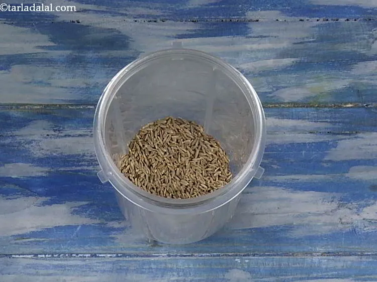 Step 32 – To make dry masala powder, take a blender and add roasted cumin seeds to it. …
