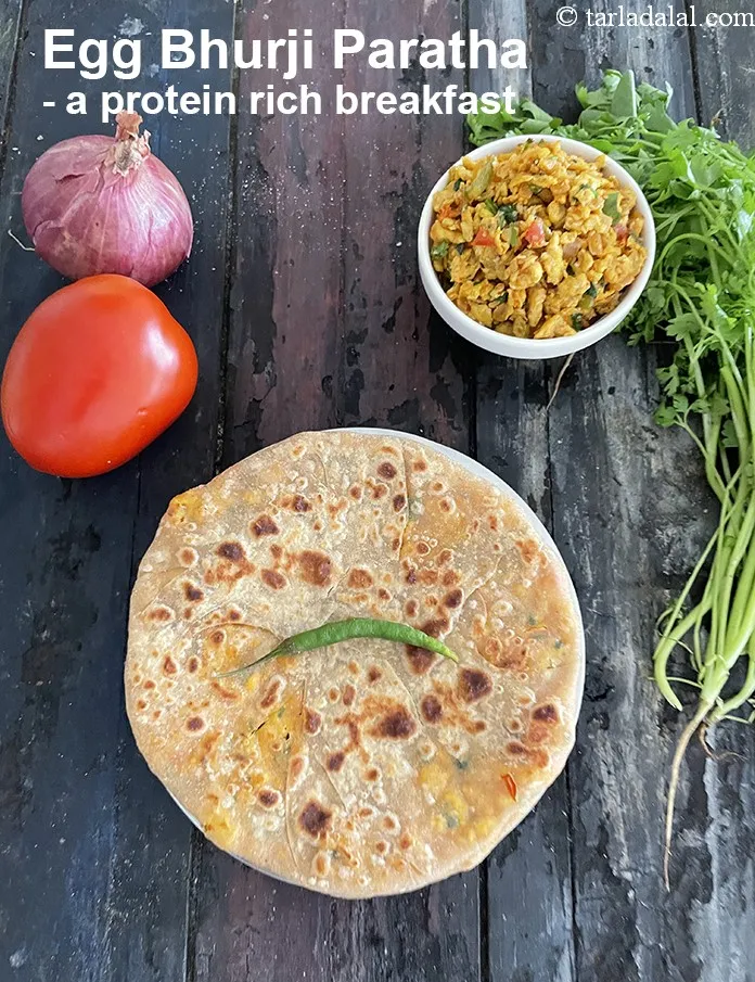 Step 54 – <strong>Egg Bhurji Paratha &ndash; a protein rich breakfast.</strong>