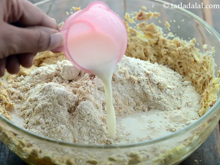 Step 22 – Add the almond milk.