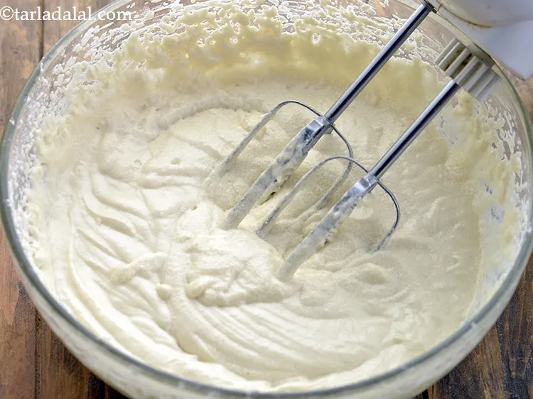 Step 15 – Mix gently with the help of a spatula to make the vanilla sponge batter of …