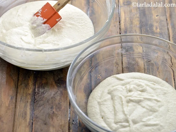 Step 16 – Divide the batter in 2 equal portions.