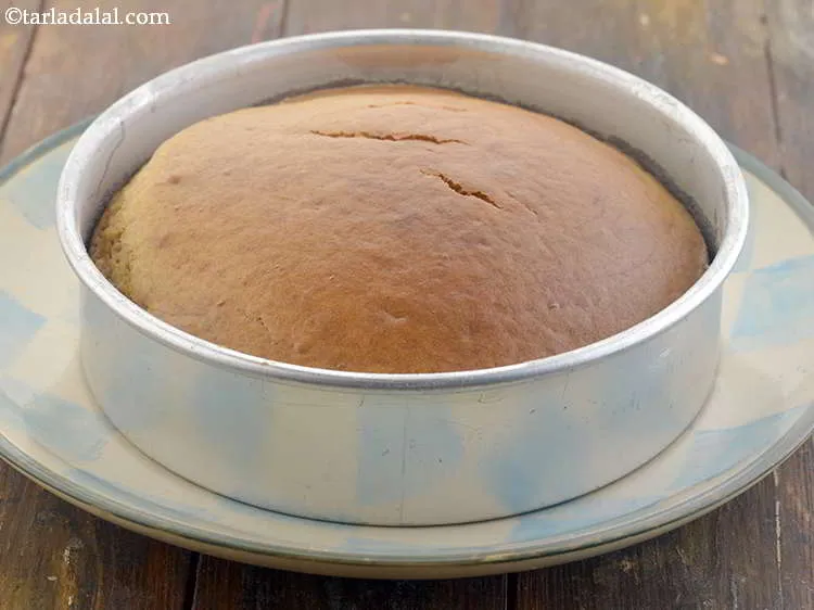 Step 19 – Bake the&nbsp;<strong>Eggless Sponge Cake (Vegetarian Sponge Cake)</strong>&nbsp;in a pre-heated oven at 180&ordm;C (360&ordm;F) for about …