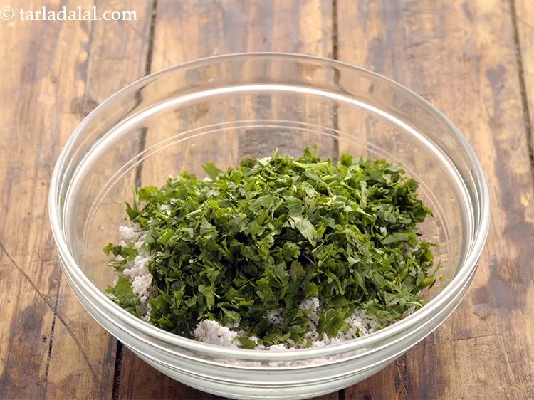 Step 6 – Furthermore, add finely chopped coriander.