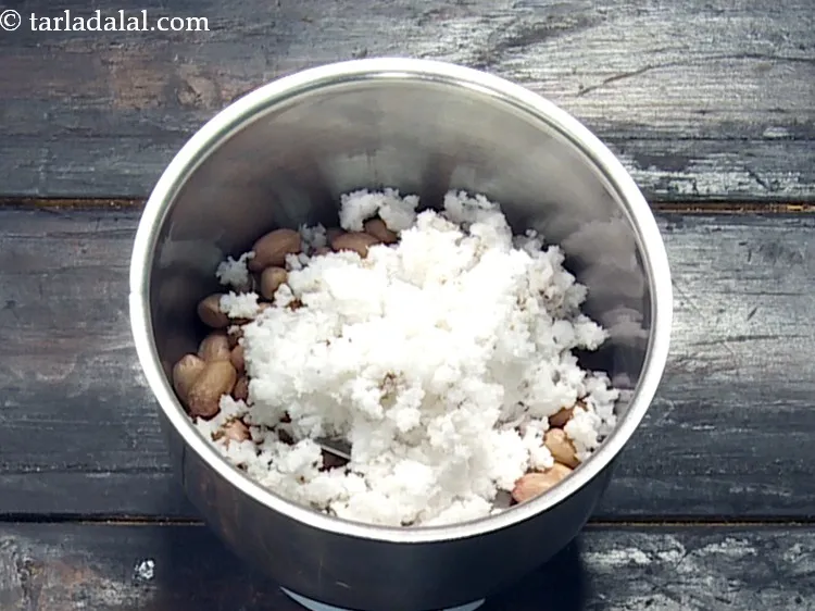Step 22 – Add 1/4 cup&nbsp;<a href="https://www.tarladalal.com/glossary-grated-coconut-852i">grated coconut</a>. Prefer to use grated coconut so blending is easier. But …