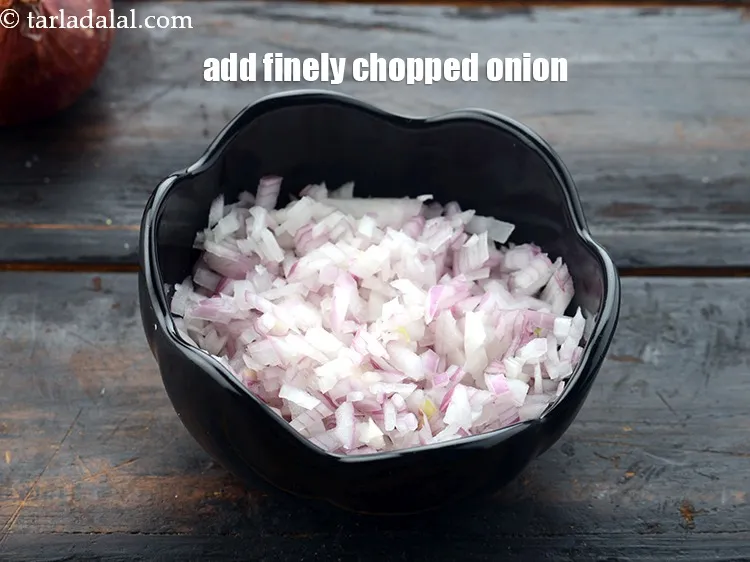 Step 19 – Add&nbsp;<meta charset="UTF-8" />1/2 cup&nbsp;finely&nbsp;<a href="glossary-chopped-onions-722i">chopped onion</a>.