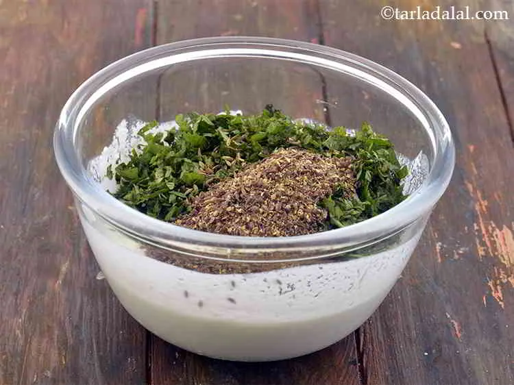 Step 11 – Add the flax seeds powder to the <strong>Flax seed Raita.</strong> It is the best way …