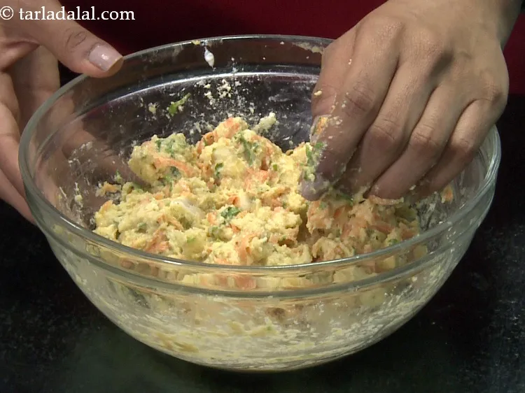 Step 27 – Mix the mixture well with your fingers is necessary to ensure that the besan and …