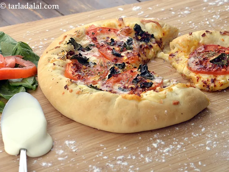 Step 26 – Drizzle olive oil evenly over each <strong>four cheese pizza recipe | Indian style four cheese …