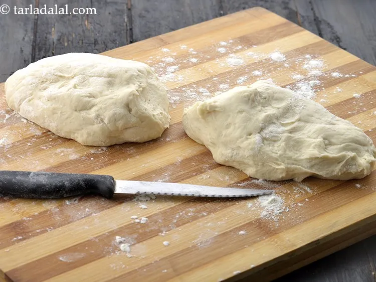 Step 20 – Divide the dough into 2 equal portions using a sharp knife.