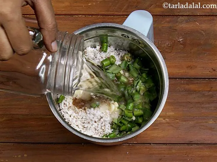 Step 7 – Add the salt and &frac34; cup of water.