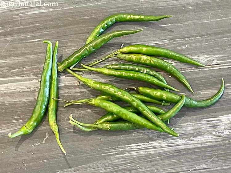 Step 2 – This is what green chillies look like. You can use less spicy to medium spicy …