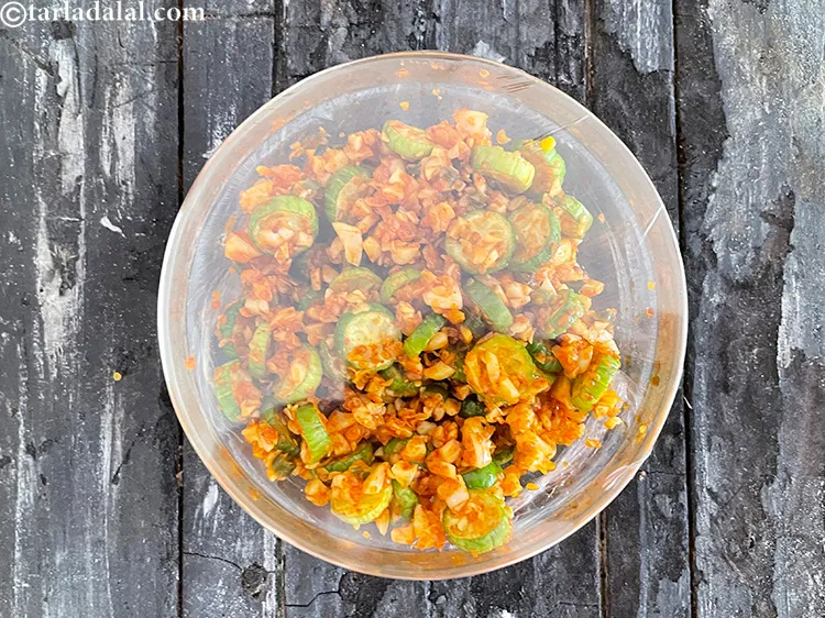 Step 28 – Cling wrap <strong>garlic and tendli achar | tendli garlic pickle | healthy tendli pickle | …