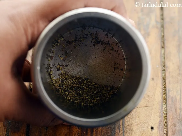 Step 17 – To make spice mixture for <strong>garlic bread </strong>, in a mortal pestle (khalbatta), take 1/4 …