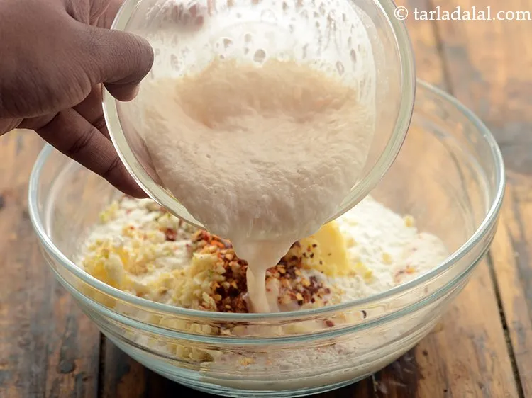 Step 12 – Add yeast-water mixture.