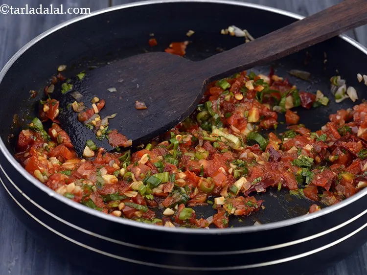 Step 16 – Mix&nbsp;<strong>garlic tomato chutney | tomato garlic chutney | healthy garlic tomato chutney |&nbsp;</strong>well using a …