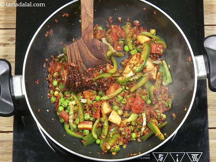 Step 23 – Mix well and saut&eacute; on a medium flame for 2 to 3 minutes, while stirring …