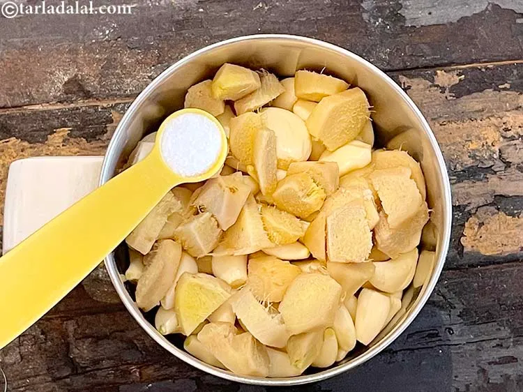 Step 6 – Add&nbsp;<meta charset="UTF-8" />1 tsp&nbsp;<a href="glossary-salt-namak-table-salt-418i">salt</a>. Salt is a must as it preserves the colour of …