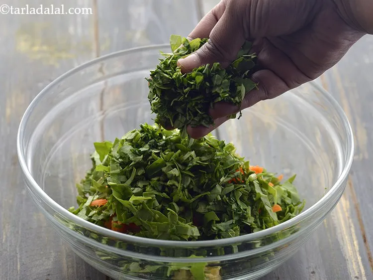 Step 19 – Add the fenugreek leaves.