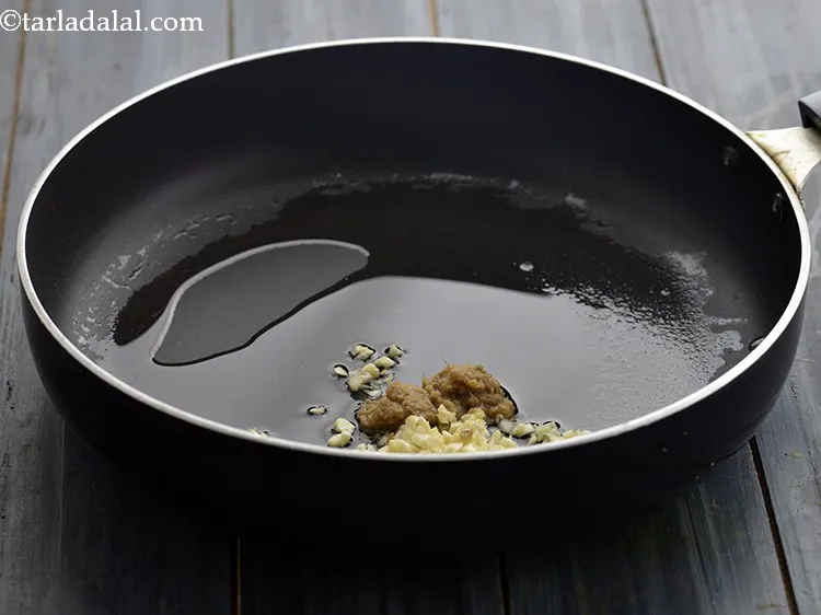 Step 29 – Add the ginger paste. To give a spicy kick, you can add the chilli-garlic paste.