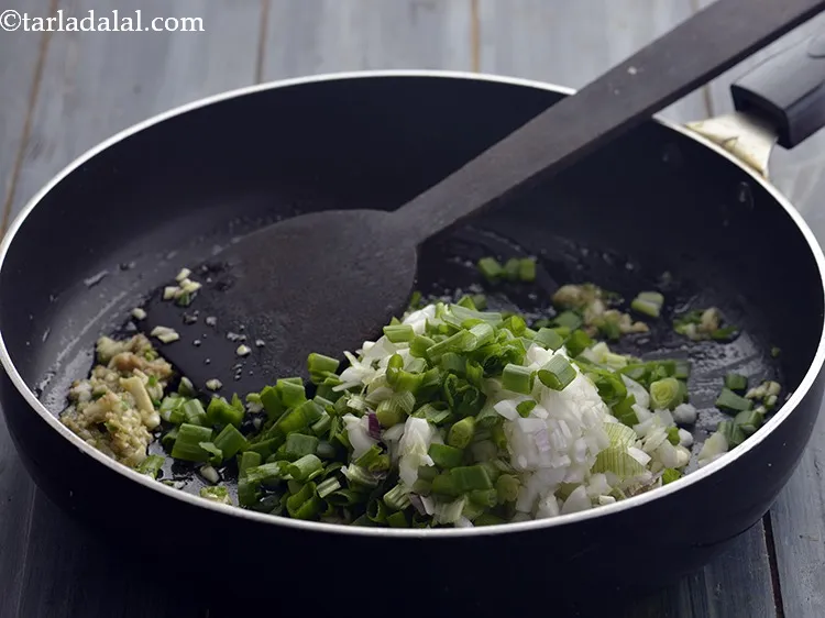 Step 31 – Add the celery. This is optional but, celery gives an amazing taste to the Indo-Chinese …