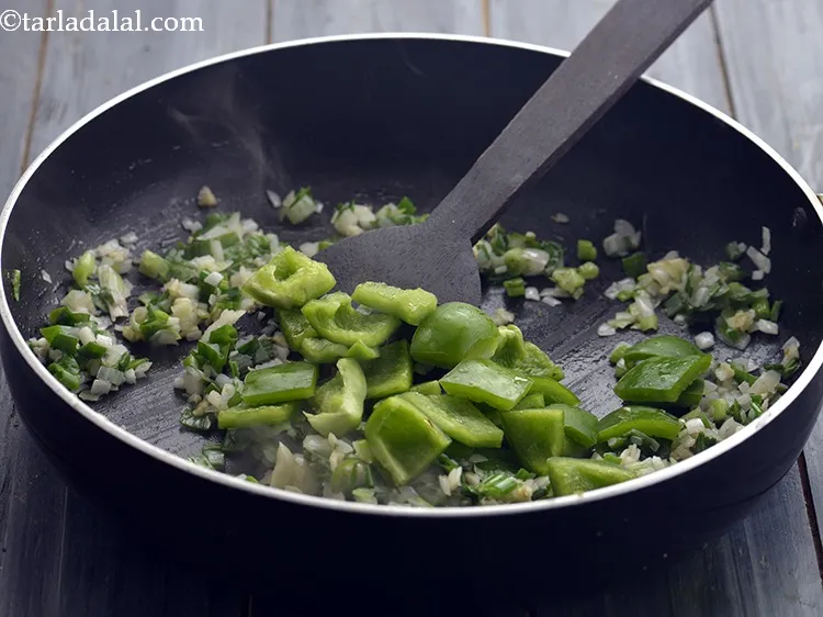 Step 33 – Add the capsicum. Bell peppers can also be used to give a nice colour to …