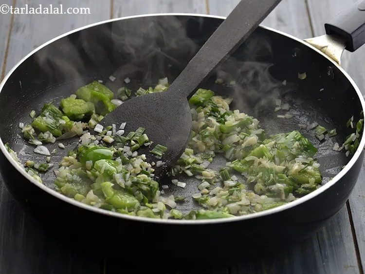 Step 34 – Saut&eacute; on high flame for 1 minute. It is important to cook everything on a …