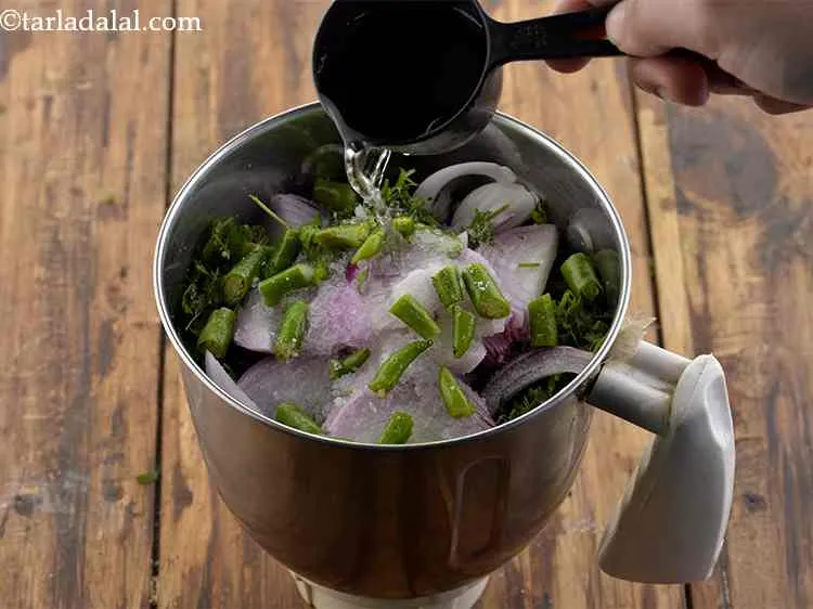 Step 17 – Add 1/4 cup water so that it is easily blended.