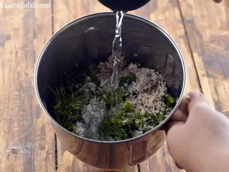 Step 14 – Add approximately half cup of water. If you want a liquidy green chutney then add …