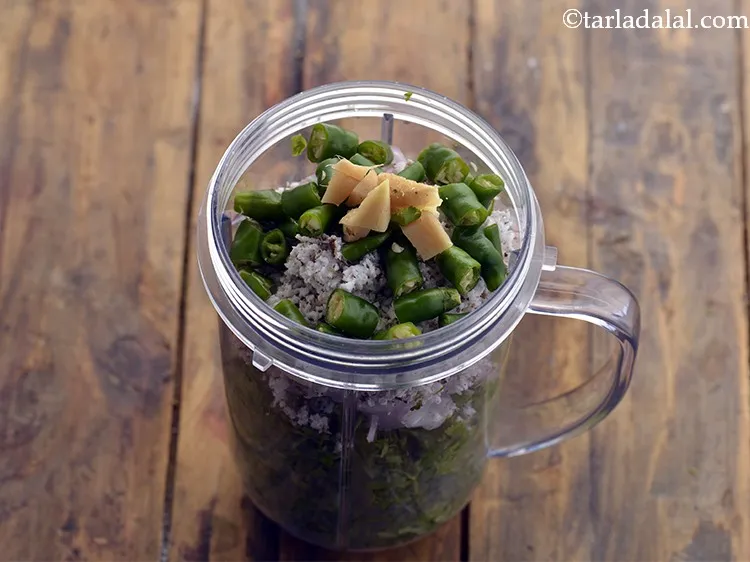 Step 8 – Add ginger. If you do not have fresh adrak mirch then add ginger-green chillies paste.