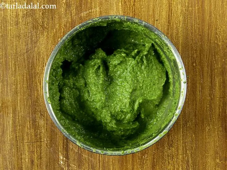 Step 14 – Blend till smooth and your <strong>coriander garlic chutney recipe | green chutney for Indian deep …