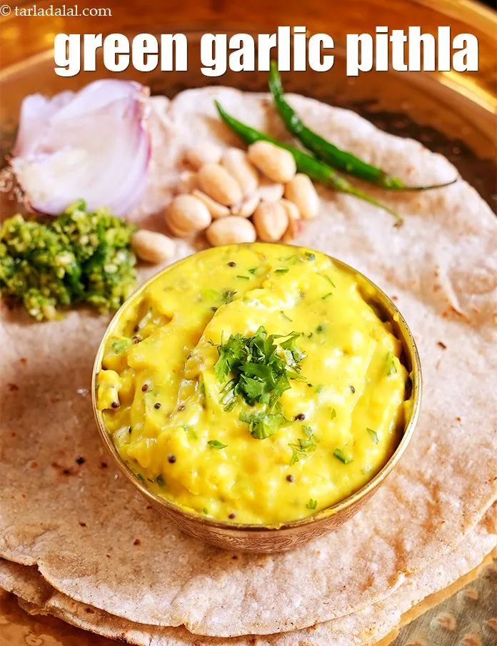 Step 19 – Follow same steps given above to make pitla, In a deep bowl, add besan, turmeric …