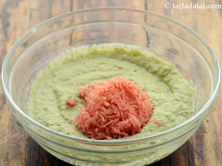 Step 11 – Add grated carrot. It will make our appe colourful.