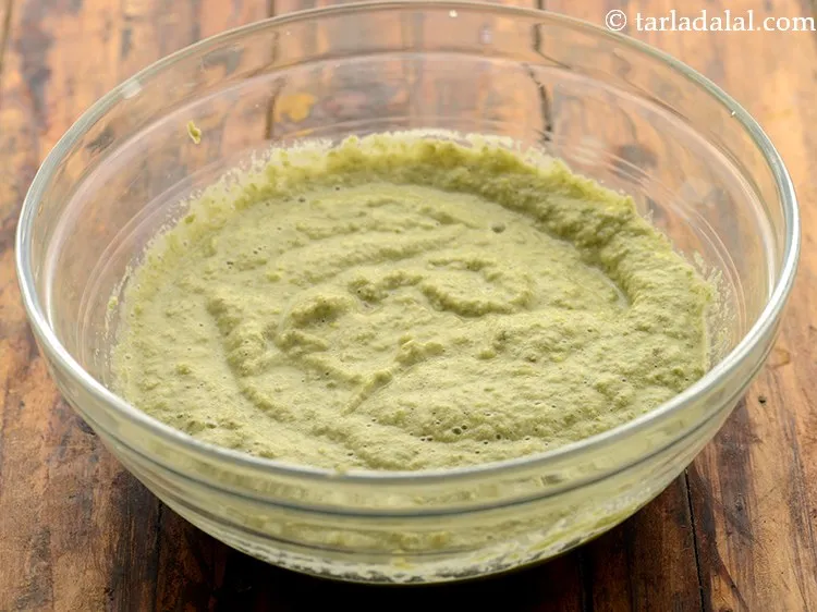 Step 10 – Transfer the <strong>green moong dal appe with vegetables appe</strong> batter into a deep bowl.