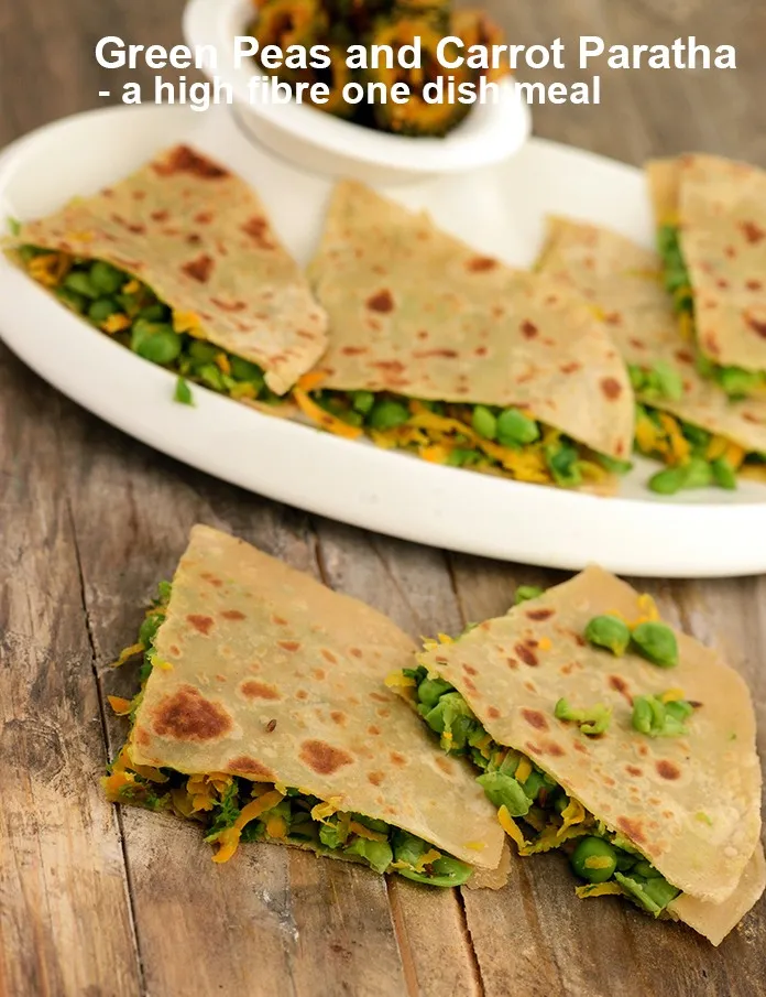 Step 46 – <strong>Green Peas and Carrot Paratha &ndash; a high fibre one dish meal.&nbsp;</strong>