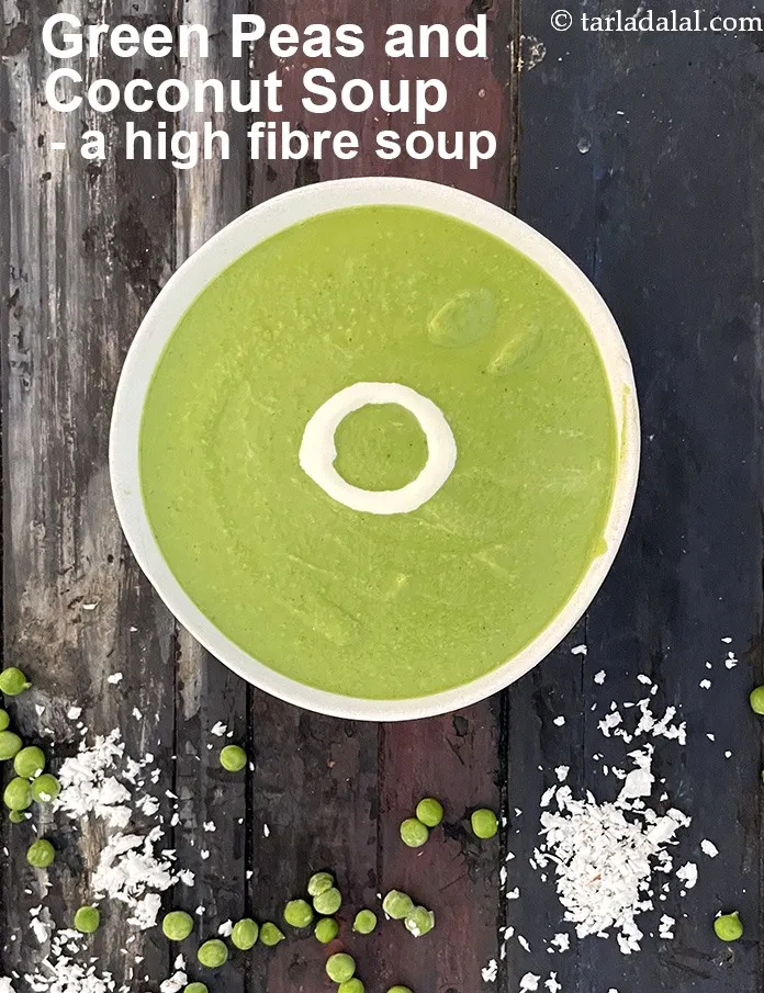 Step 25 – <strong>Green Peas and Coconut Soup &ndash; a high fibre soup.&nbsp;</strong>
