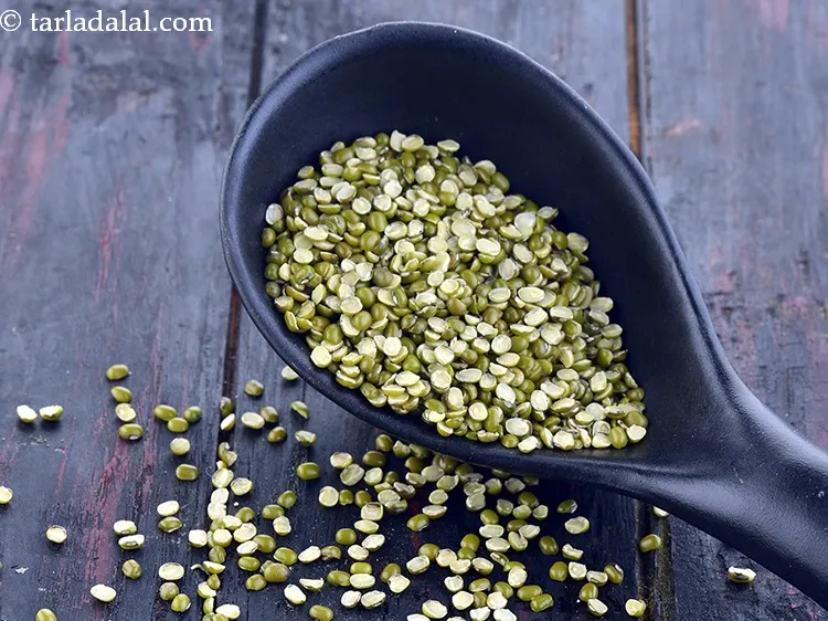 Step 24 – For making the batter for&nbsp;Green Peas Pancake, firstly clean and wash the yellow moong dal. …