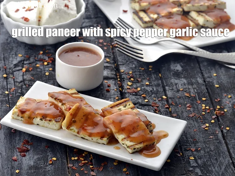 स्टेप 28 – ग्रिल्ड पनीर को मसालेदार लहसुन की चटनी के साथ गरमागरम …