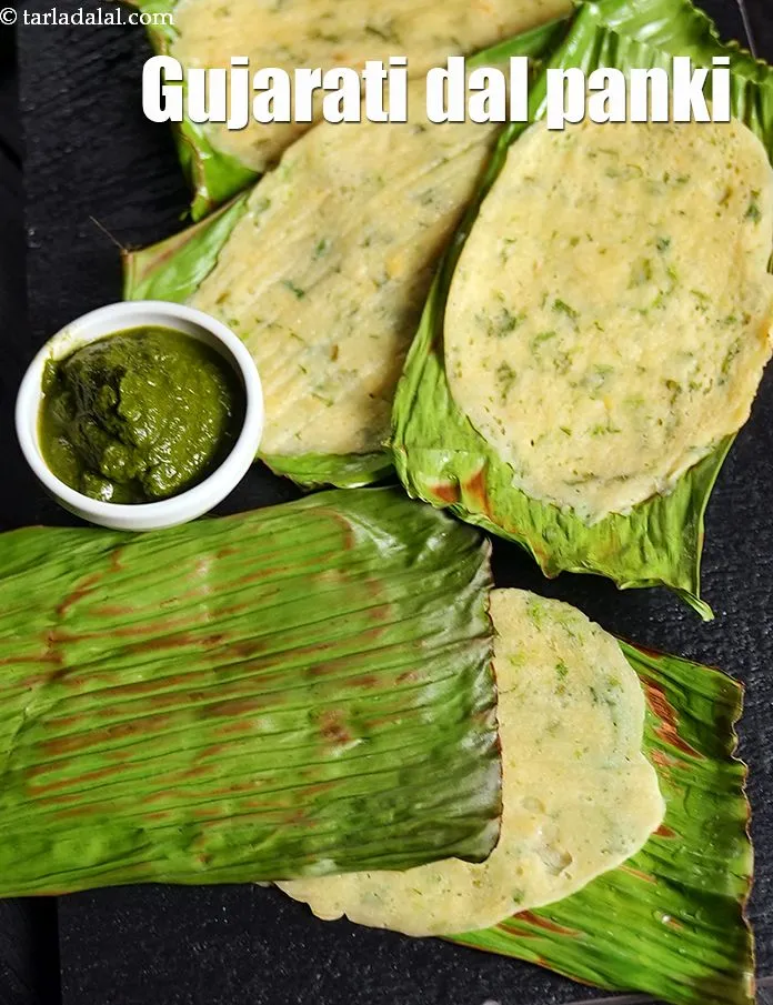 Step 39 – Serve moong dal panki immediately with healthy green chutney.